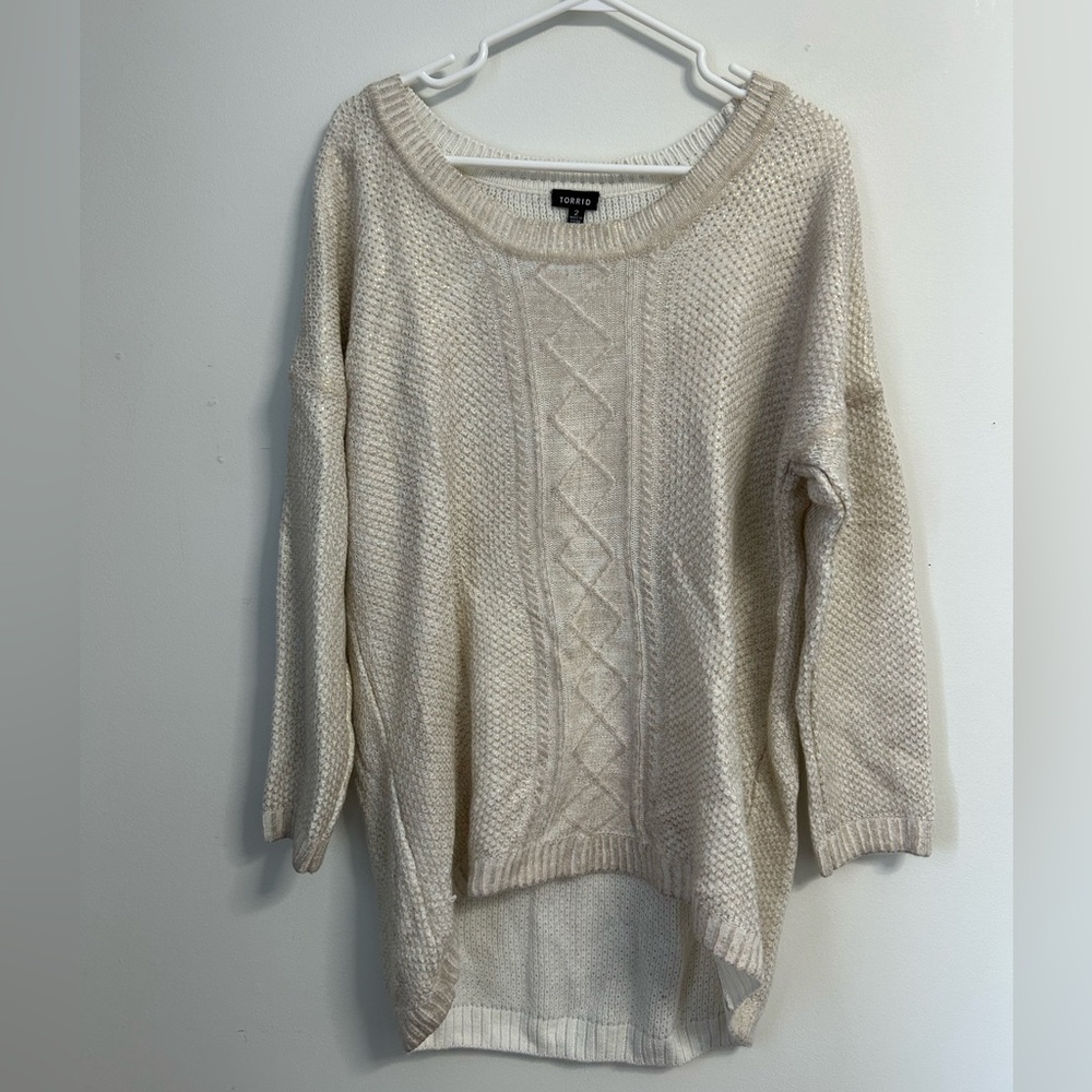 Torrid Gold & White Knit Long‎ Sweater